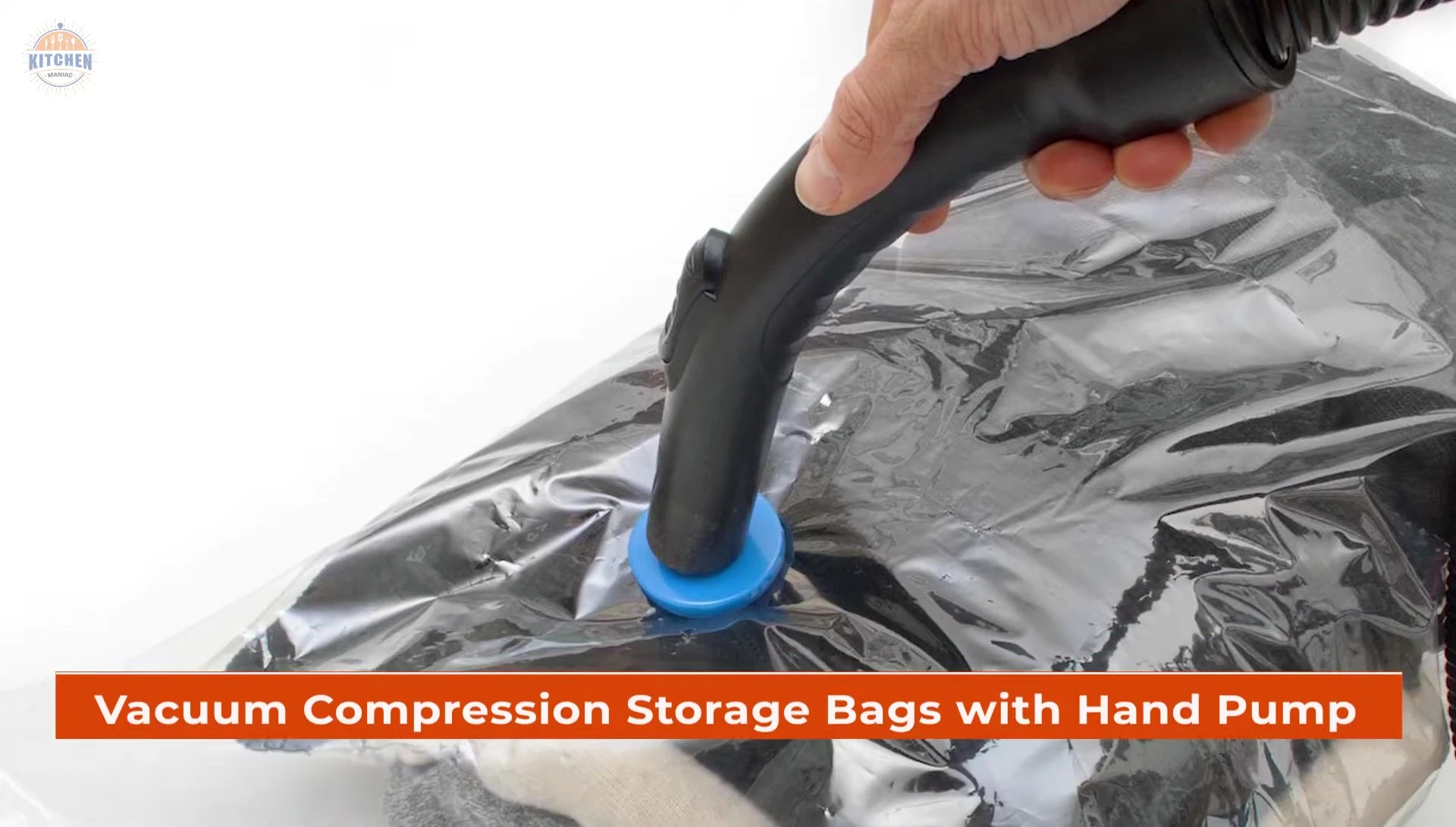 Amazon Basics bags being compressed with a pump
