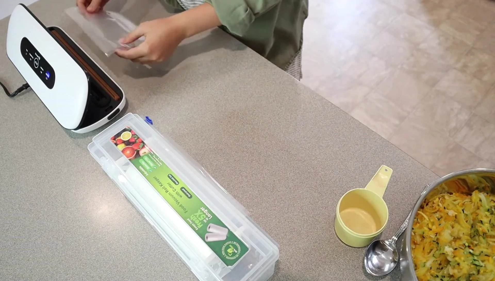 The vacuum sealed zucchini bag.