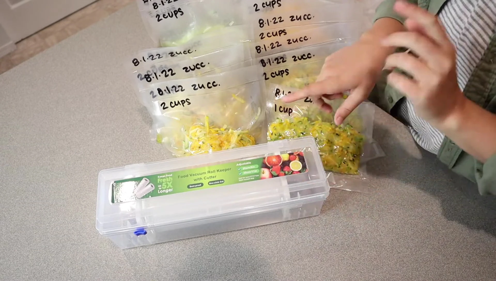 The product shown again with all the sealed bags ready to be stored.