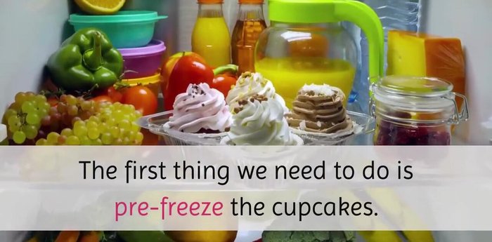 Place uncovered cupcakes on a plate and freeze for a couple of hours until firm.