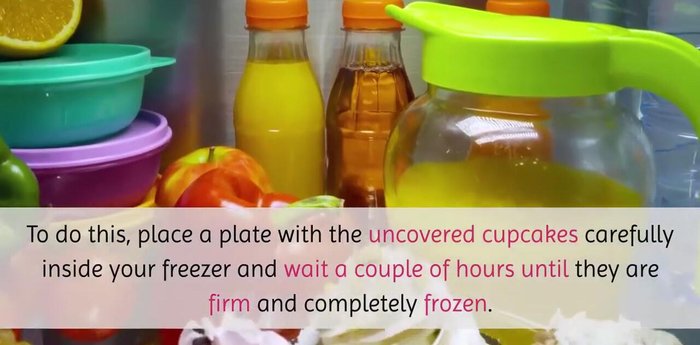 Place uncovered cupcakes on a plate and freeze for a couple of hours until firm.