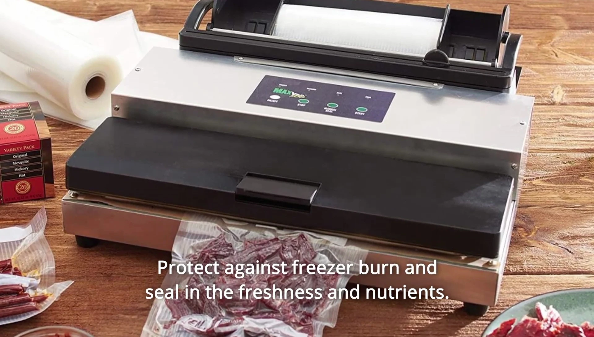 Showing the included roll of vacuum bag material.