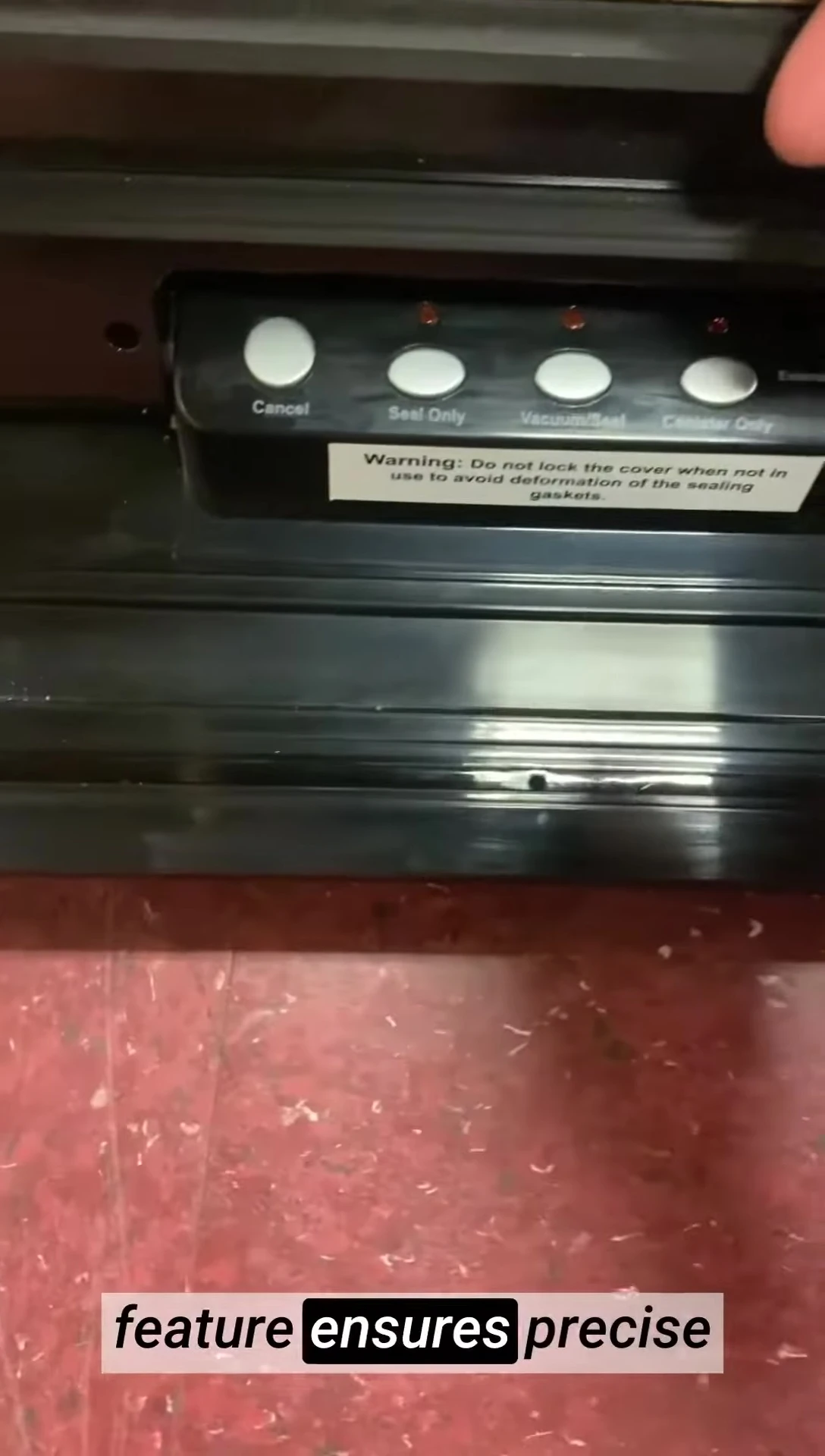 The vacuum sealer in action, showcasing the automatic shut-off feature.