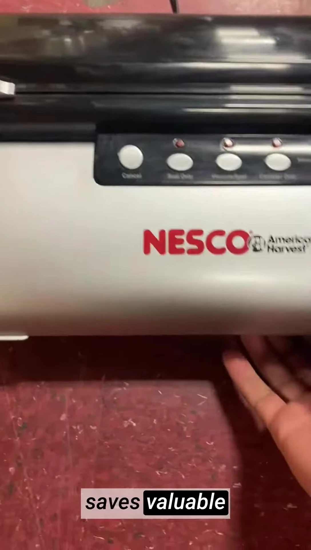 An image highlighting the compact size of the NESCO VS02 on a kitchen counter.