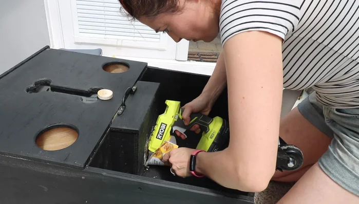 Add curved plastic pieces to redirect kibble into the dog bowl.