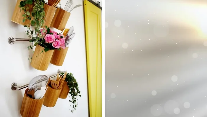 Mount wire baskets on the kitchen walls to utilize unused wall space.