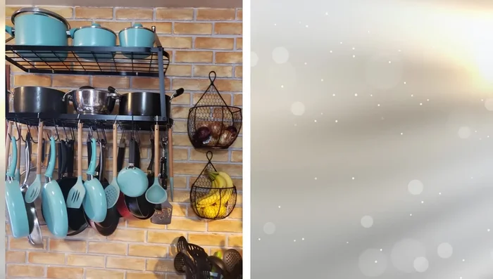 Mount wire baskets on the kitchen walls to utilize unused wall space.