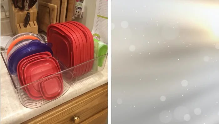 Store dry goods in airtight containers to save space and keep things organized.