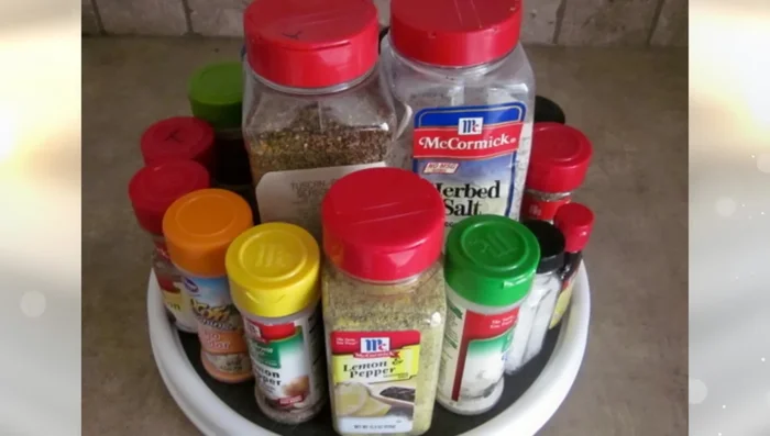 Use an over-the-door shoe organizer to store various items in the kitchen.