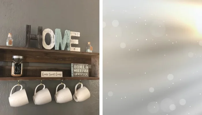 Hang a shelf with hooks to store mugs or other items.