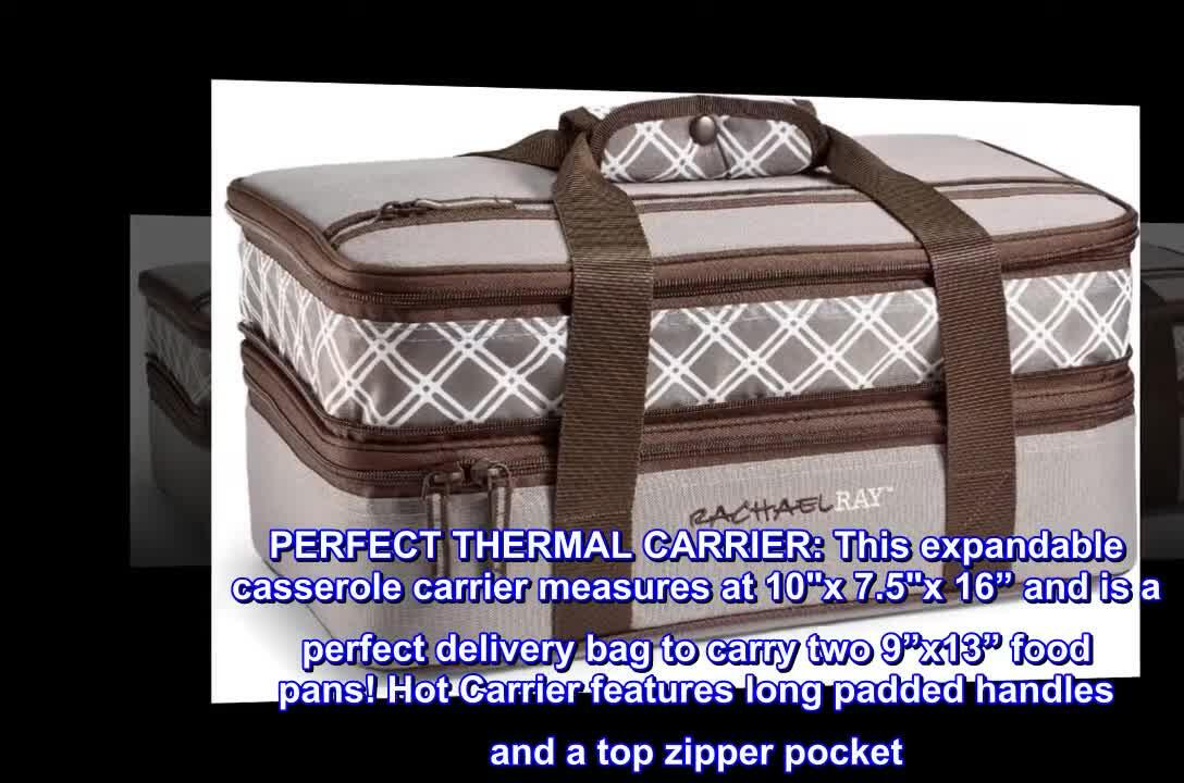 Close-up of the casserole carrier showing its dimensions.