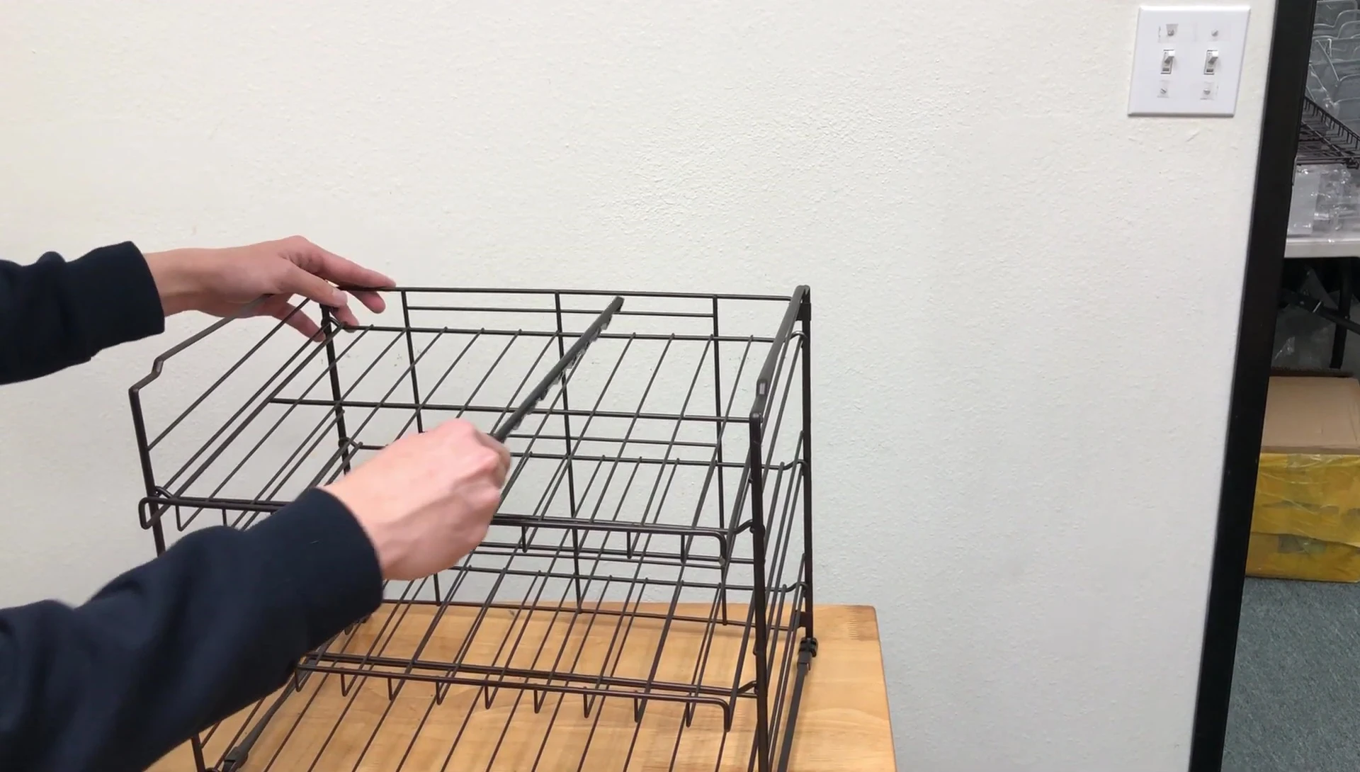 Demonstration of inserting the dividers into the rack.
