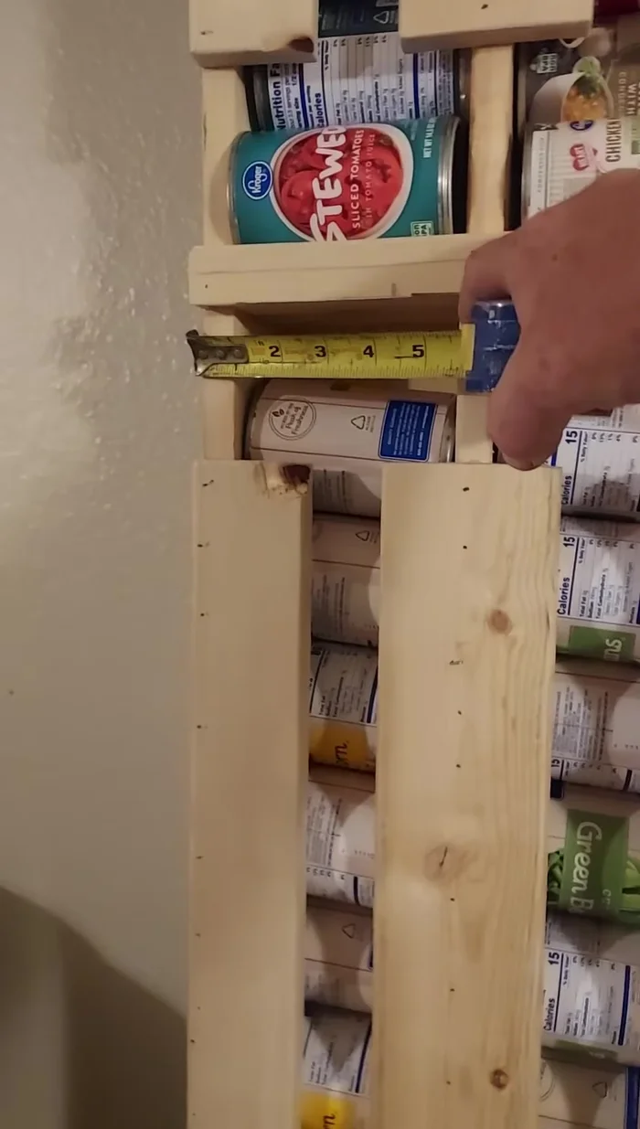 Determine dimensions: Aim for 22 inches wide and 30 inches tall per section. Adjust height based on your available space. The main can dispenser should be 3.5 inches deep.