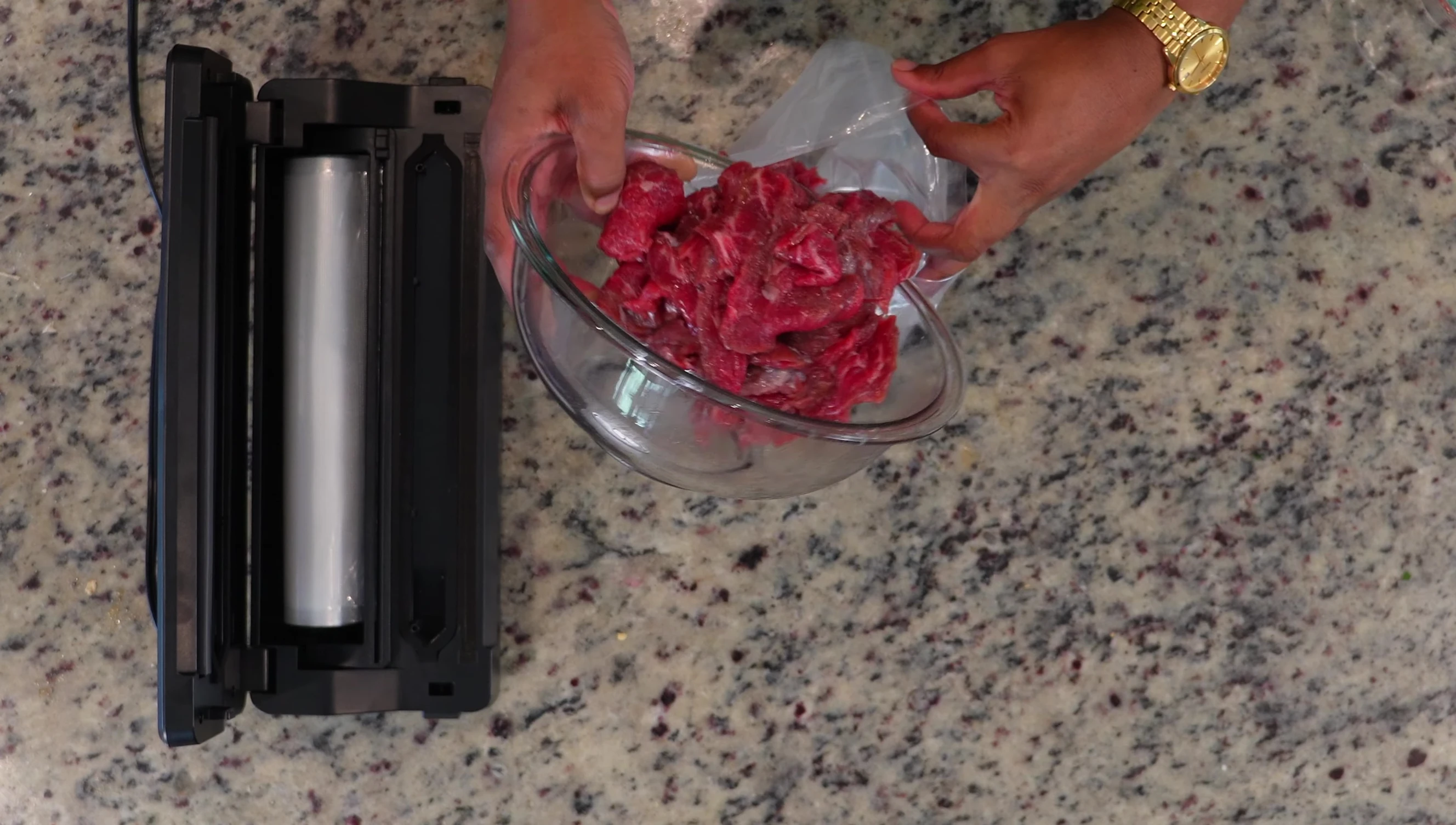 Preparing the beef for sealing