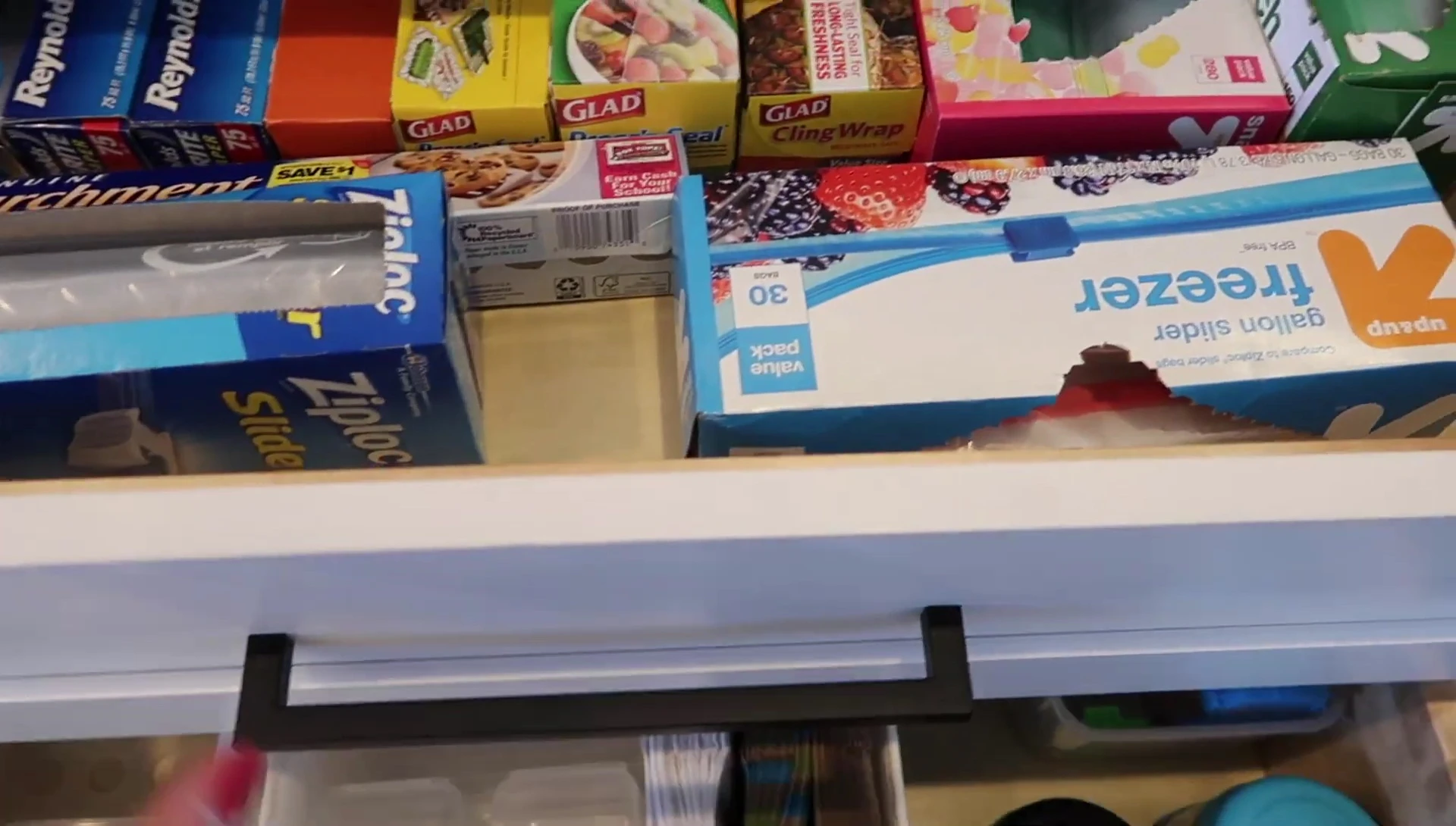 Overview shot of the organized lunch drawer