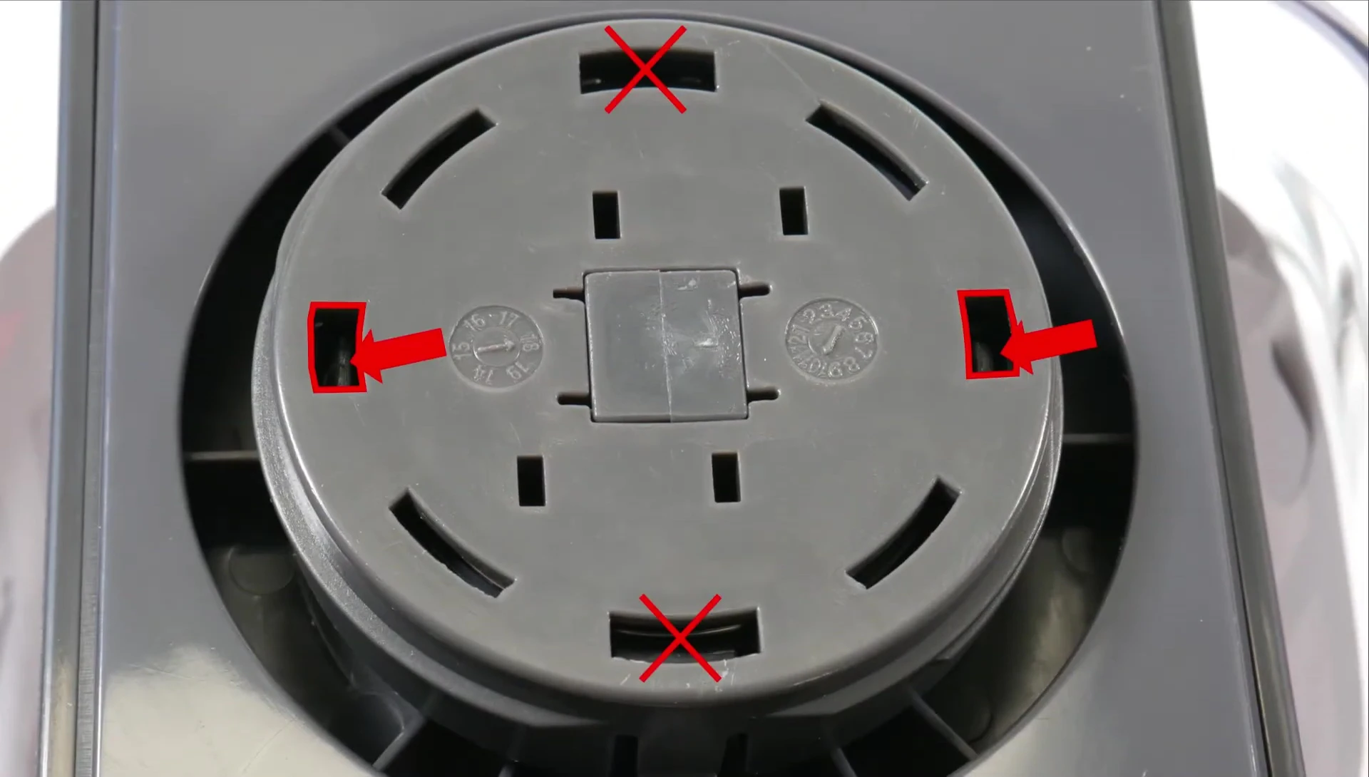 Identifying the medium-sized holes to press.