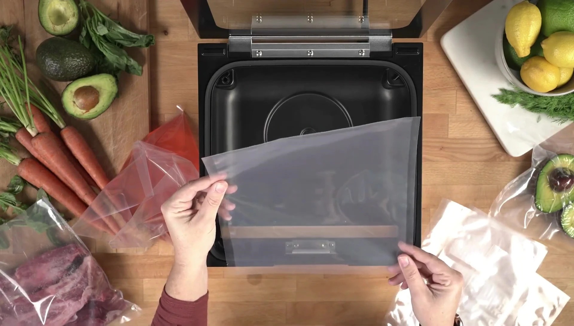 Example of a 10x1 inch bag being used in the vacuum sealer.