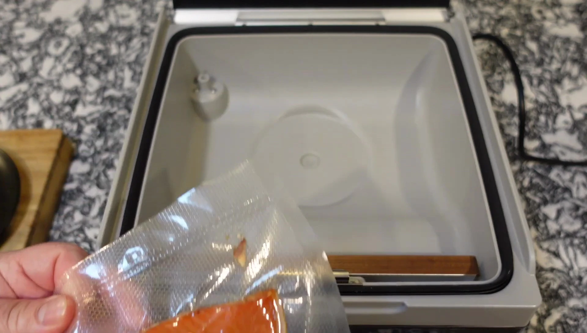Multiple sealed bags of salmon