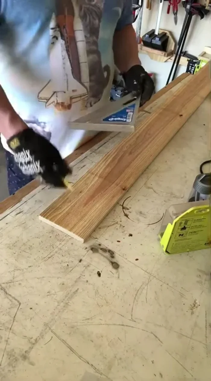 Cut six pieces at 1 foot 2 inches using a stop block for consistent size.