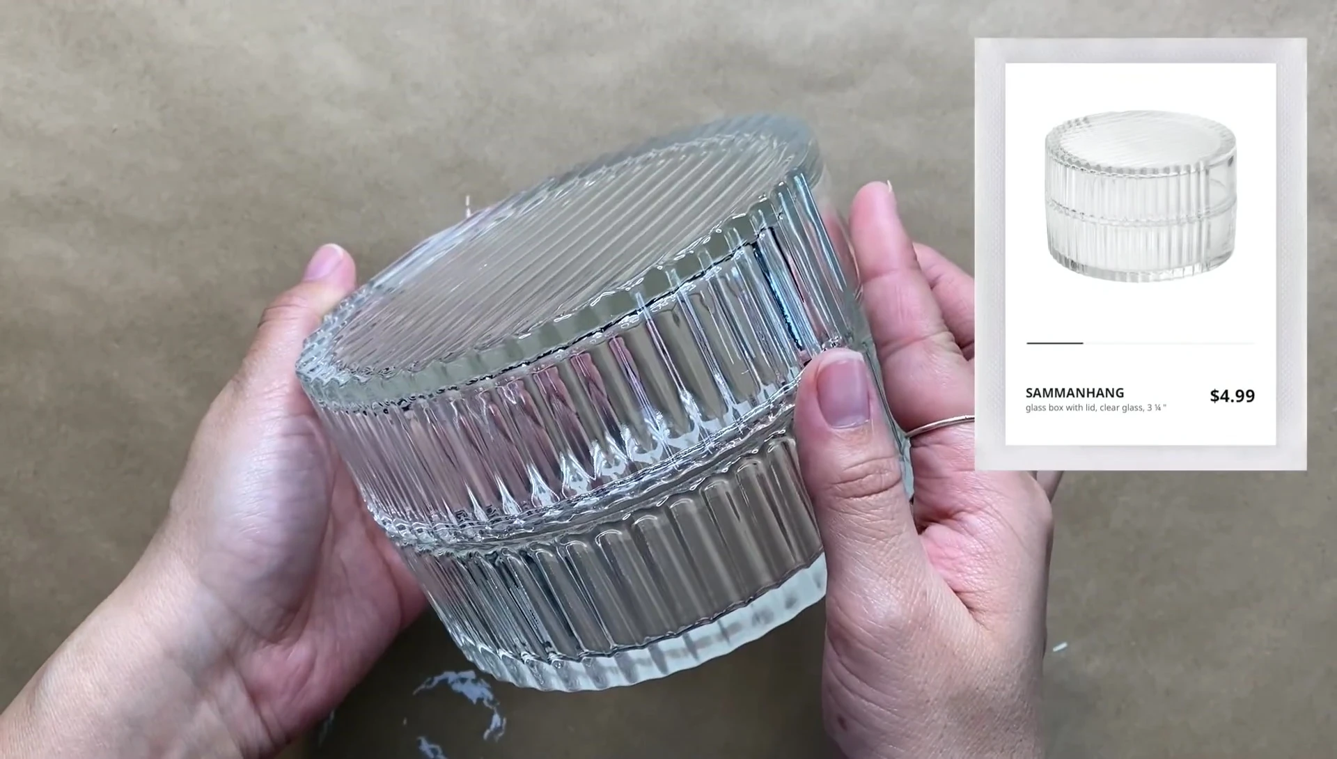 IKEA glass container and Home Depot knob