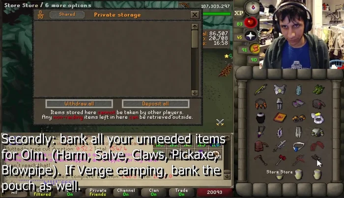 Final chest banking: Withdraw all, deposit unneeded gear for Alchemical Hydra, grab potions, and prepare for Alchemical Hydra.