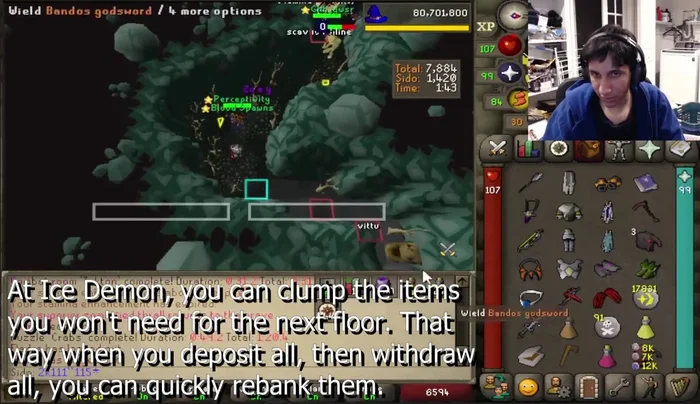 At Ice Demon, group items you won't need for Floor 2 together for efficient banking.