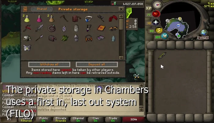 Maintain a compact inventory, avoiding gaps in top rows to prevent shifting. If gaps occur, deposit all, fill the gap, and withdraw all again.